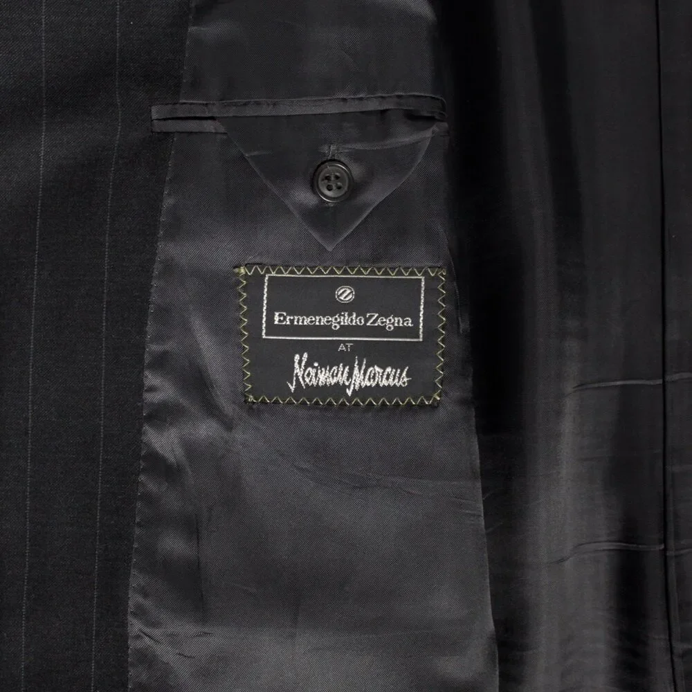 Ermenegildo Zegna 100% Wool Black Pinstriped 3-Button Blazer Men 46R (56EU)